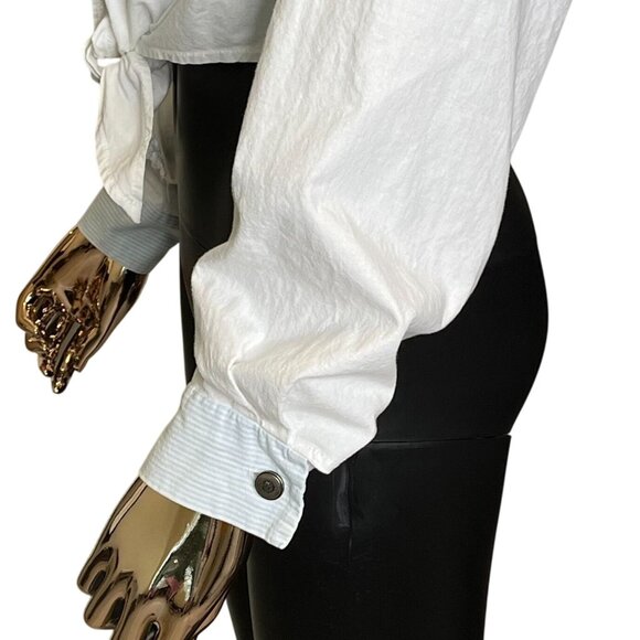 Vintage White YOU Babes Cropped Patchwork Button Front Shirt Medium USA Made - Picture 7 of 10